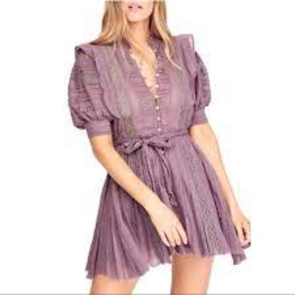 Free People Sidney Lace Pintucket Plum Dress